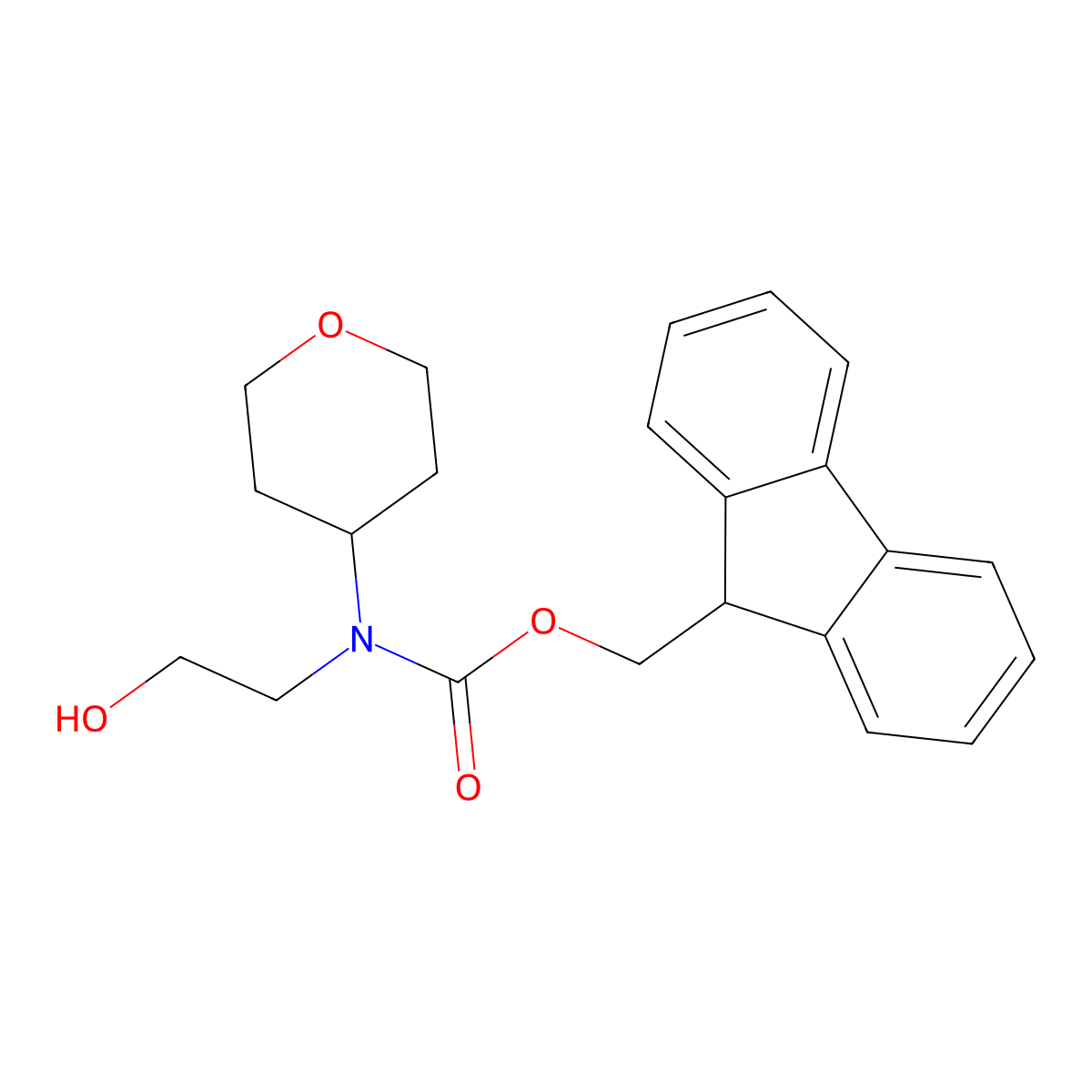 (9H-fluoren-9-yl)methyl N-(2-hydroxyethyl)-N-(oxan-4-yl)carbamate molecular structure, CAS 2763976-01-6