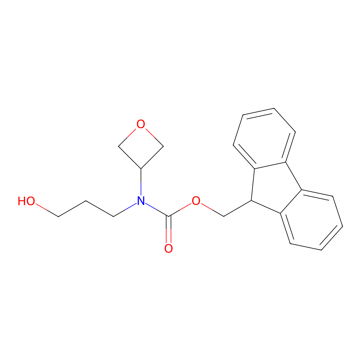 (9H-fluoren-9-yl)methyl N-(3-hydroxypropyl)-N-(oxetan-3-yl)carbamate molecular structure, CAS 2763976-04-9