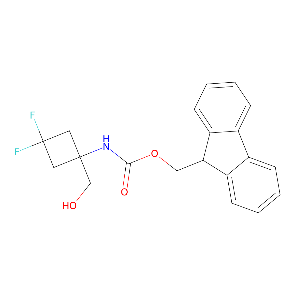 (9H-fluoren-9-yl)methyl N-[3,3-difluoro-1-(hydroxymethyl)cyclobutyl]carbamate molecular structure, CAS 2763976-11-8
