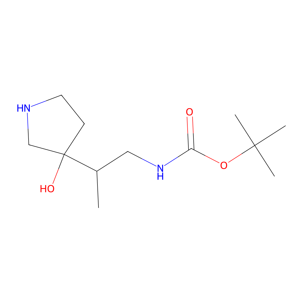 tert-butyl N-[2-(3-hydroxypyrrolidin-3-yl)propyl]carbamate molecular structure, CAS 2763976-13-0
