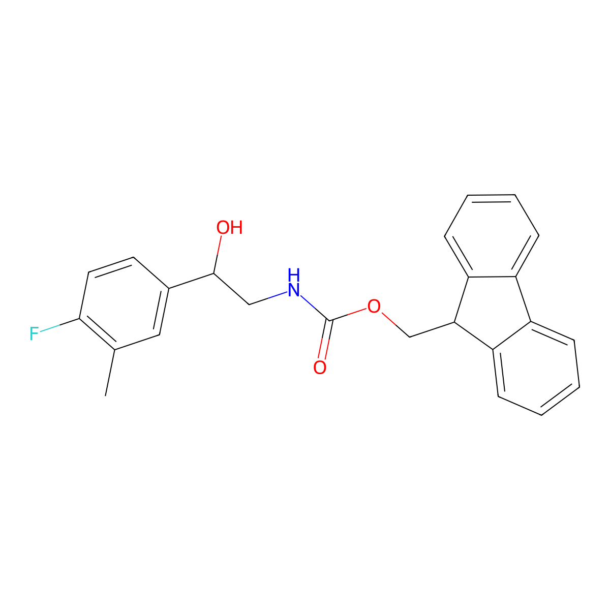(9H-fluoren-9-yl)methyl N-[2-(4-fluoro-3-methylphenyl)-2-hydroxyethyl]carbamate molecular structure, CAS 2763976-18-5