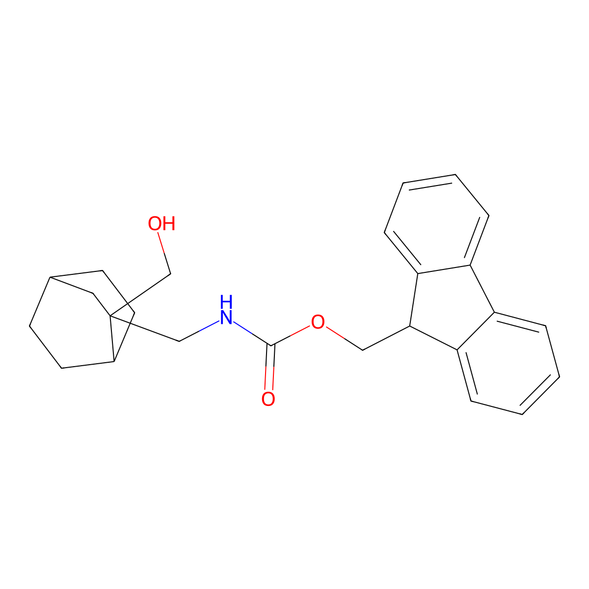 (9H-fluoren-9-yl)methyl N-{[2-(hydroxymethyl)bicyclo[2.2.2]octan-2-yl]methyl}carbamate molecular structure, CAS 2763976-27-6