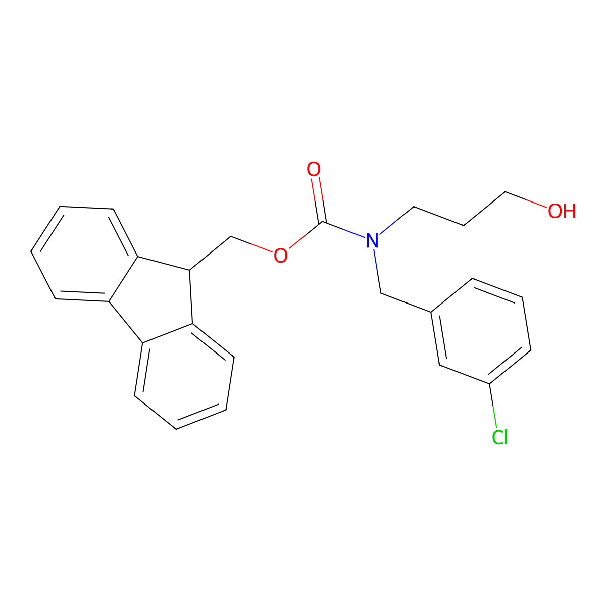 (9H-fluoren-9-yl)methyl N-[(3-chlorophenyl)methyl]-N-(3-hydroxypropyl)carbamate molecular structure, CAS 2763976-28-7