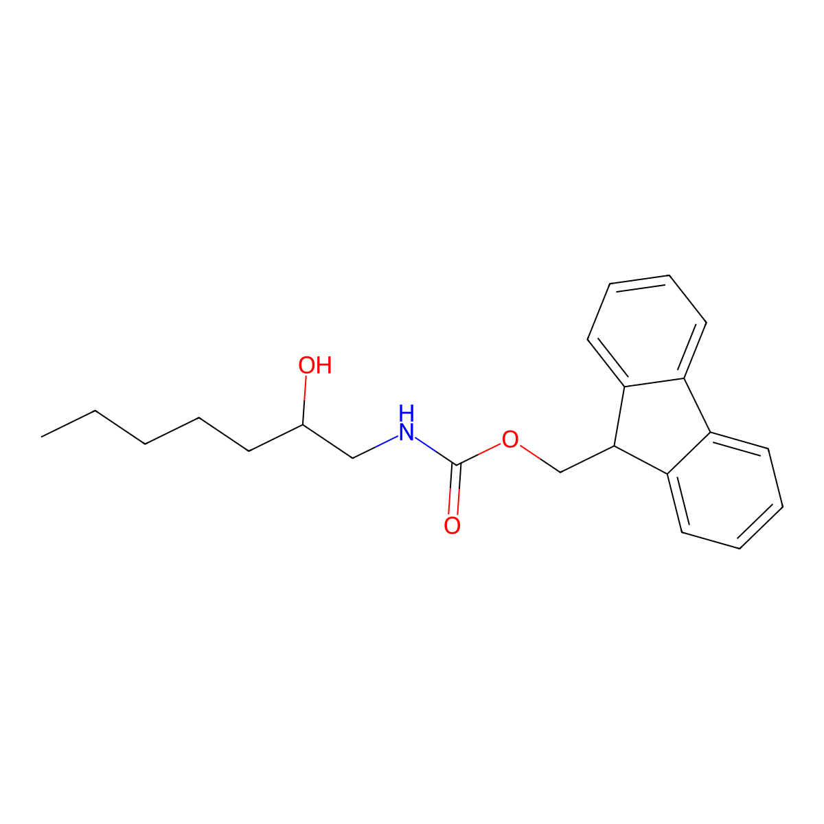 (9H-fluoren-9-yl)methyl N-(2-hydroxyheptyl)carbamate molecular structure, CAS 2763976-43-6