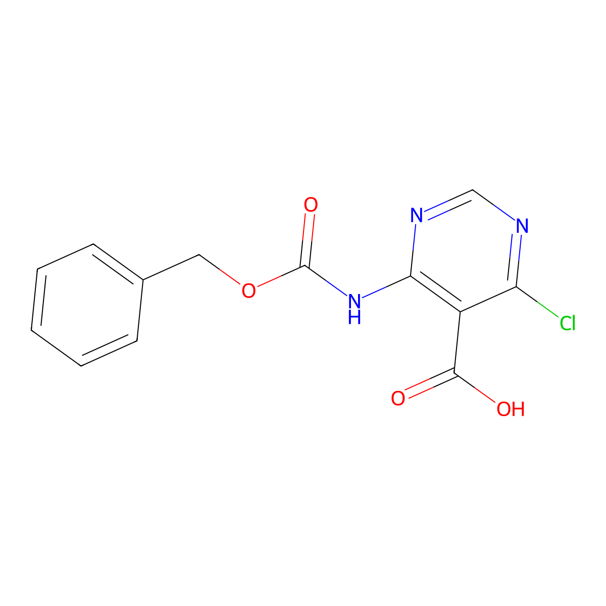 4-{[(Benzyloxy)carbonyl]amino}-6-chloropyrimidine-5-carboxylic acid molecular structure, CAS 2763976-45-8