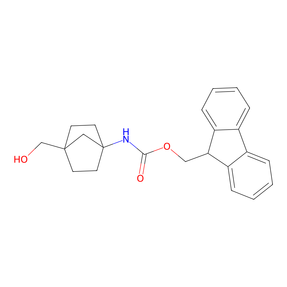 (9H-fluoren-9-yl)methyl N-[4-(hydroxymethyl)bicyclo[2.2.1]heptan-1-yl]carbamate molecular structure, CAS 2763976-47-0