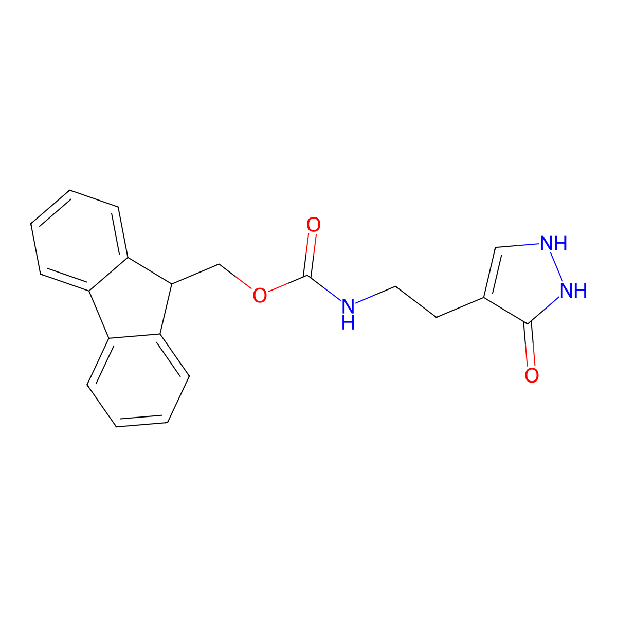 (9H-fluoren-9-yl)methyl N-[2-(3-hydroxy-1H-pyrazol-4-yl)ethyl]carbamate molecular structure, CAS 2763976-52-7