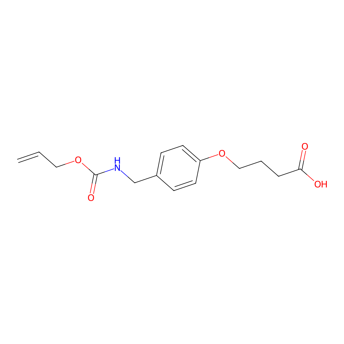 4-[4-({[(Prop-2-en-1-yloxy)carbonyl]amino}methyl)phenoxy]butanoic acid molecular structure, CAS 2763976-60-7