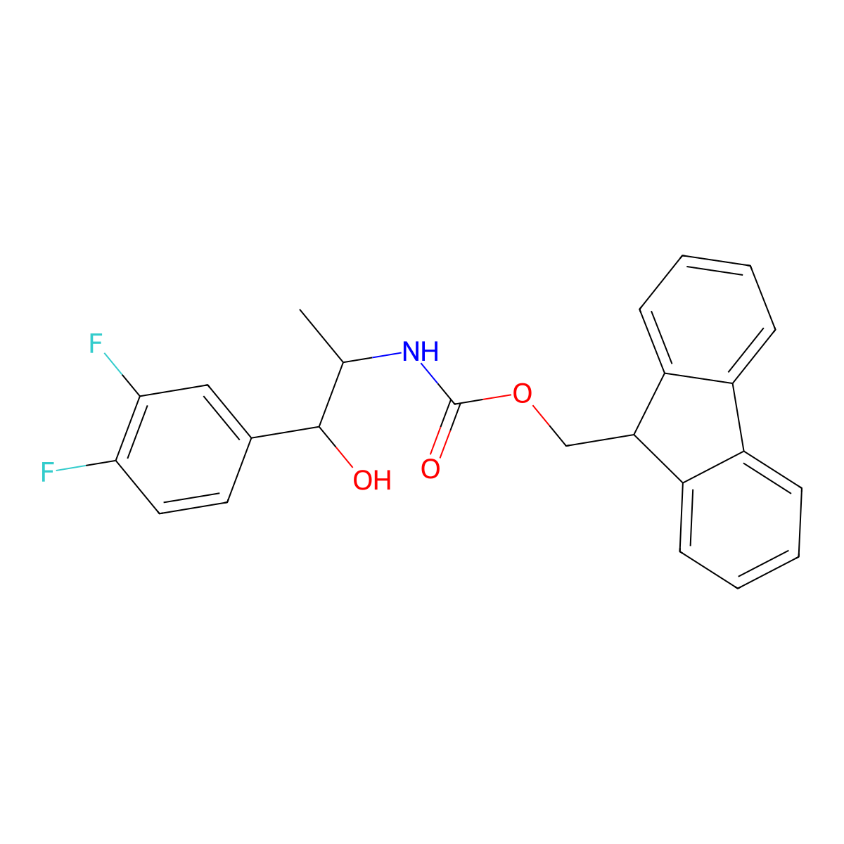 (9H-fluoren-9-yl)methyl N-[1-(3,4-difluorophenyl)-1-hydroxypropan-2-yl]carbamate molecular structure, CAS 2763976-62-9