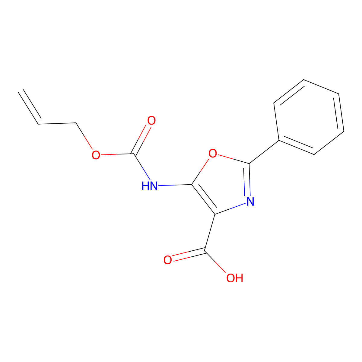 2-Phenyl-5-{[(prop-2-en-1-yloxy)carbonyl]amino}-1,3-oxazole-4-carboxylic acid molecular structure, CAS 2763976-72-1
