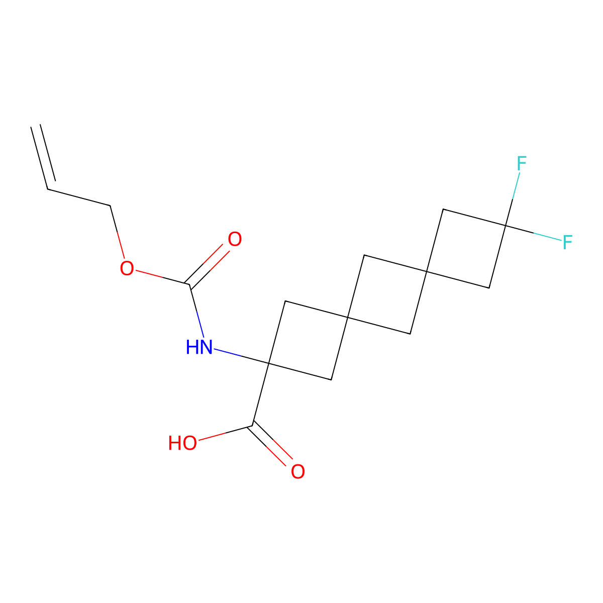 8,8-Difluoro-2-{[(prop-2-en-1-yloxy)carbonyl]amino}dispiro[3.1.3^{6}.1^{4}]decane-2-carboxylic acid molecular structure, CAS 2763976-73-2