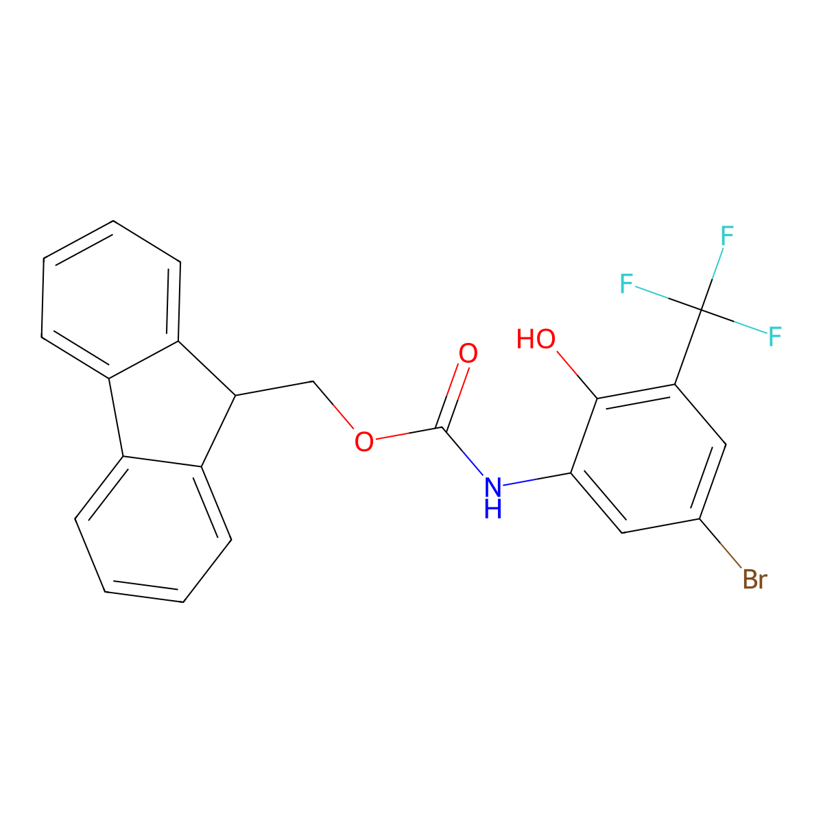 (9H-fluoren-9-yl)methyl N-[5-bromo-2-hydroxy-3-(trifluoromethyl)phenyl]carbamate molecular structure, CAS 2763976-80-1