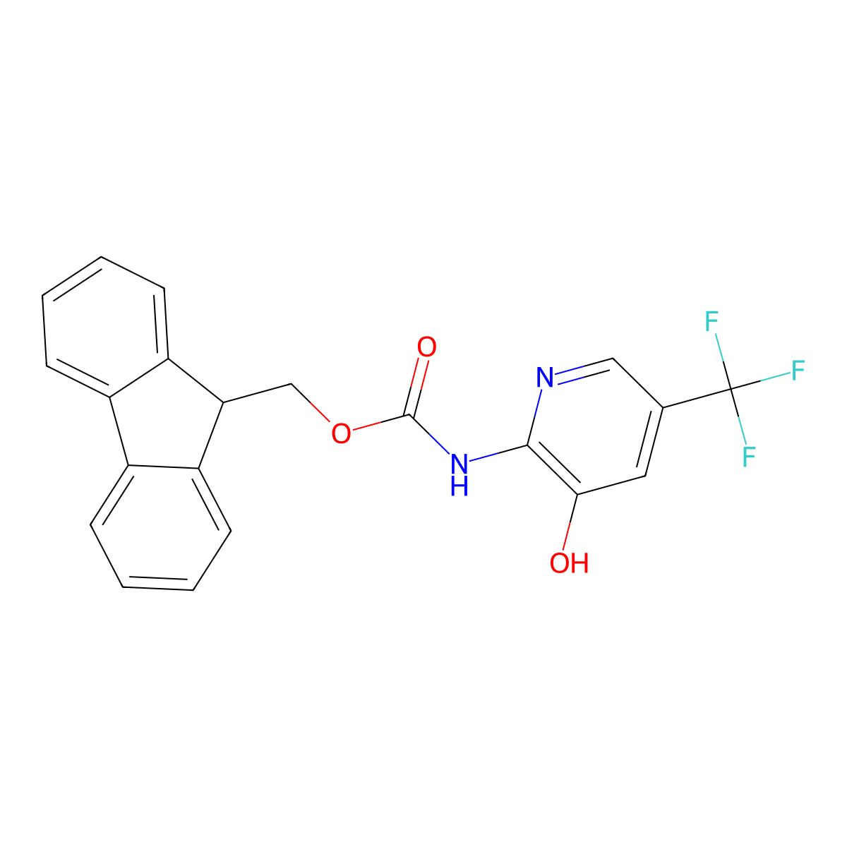 (9H-fluoren-9-yl)methyl N-[3-hydroxy-5-(trifluoromethyl)pyridin-2-yl]carbamate molecular structure, CAS 2763976-84-5