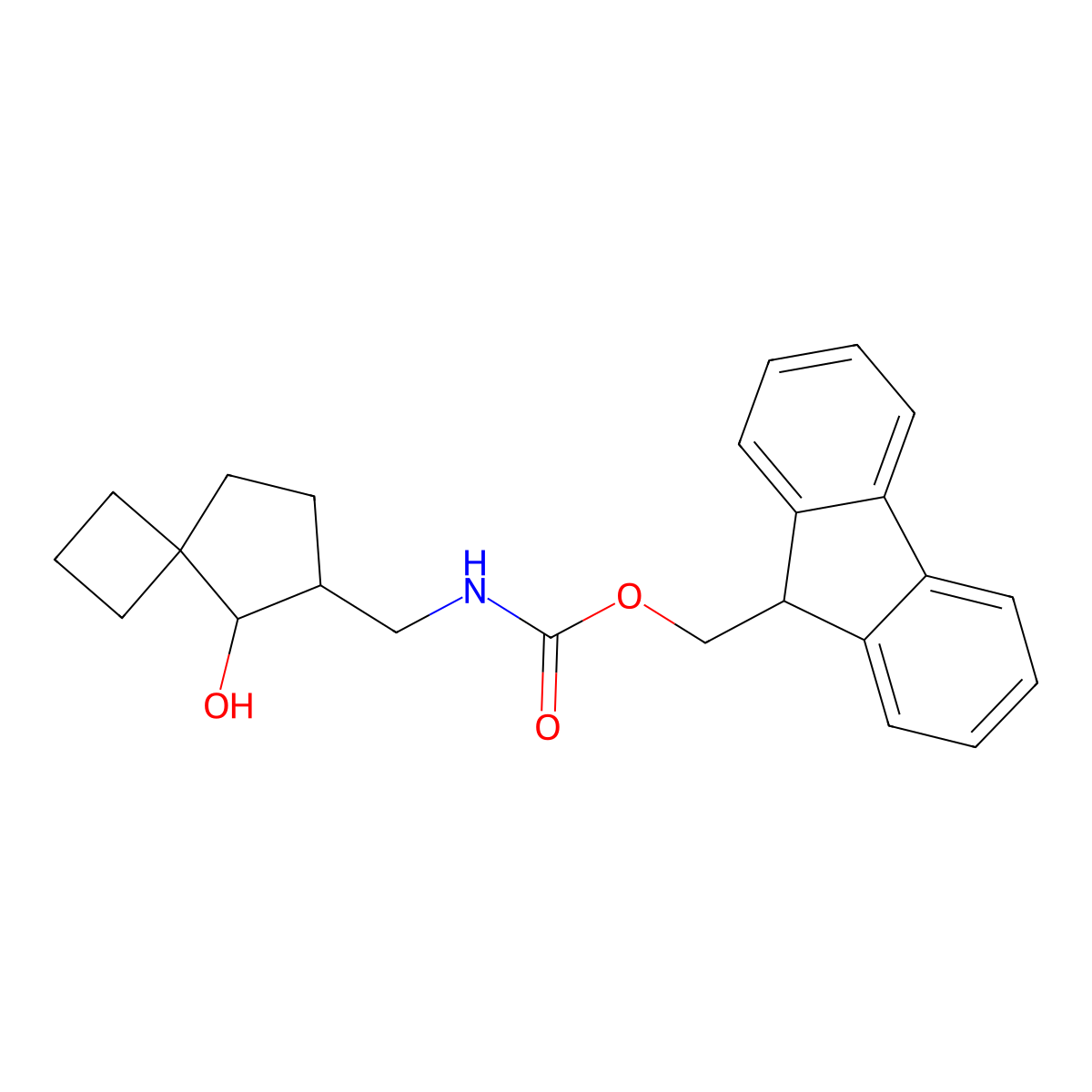 (9H-fluoren-9-yl)methyl N-({5-hydroxyspiro[3.4]octan-6-yl}methyl)carbamate molecular structure, CAS 2763976-93-6
