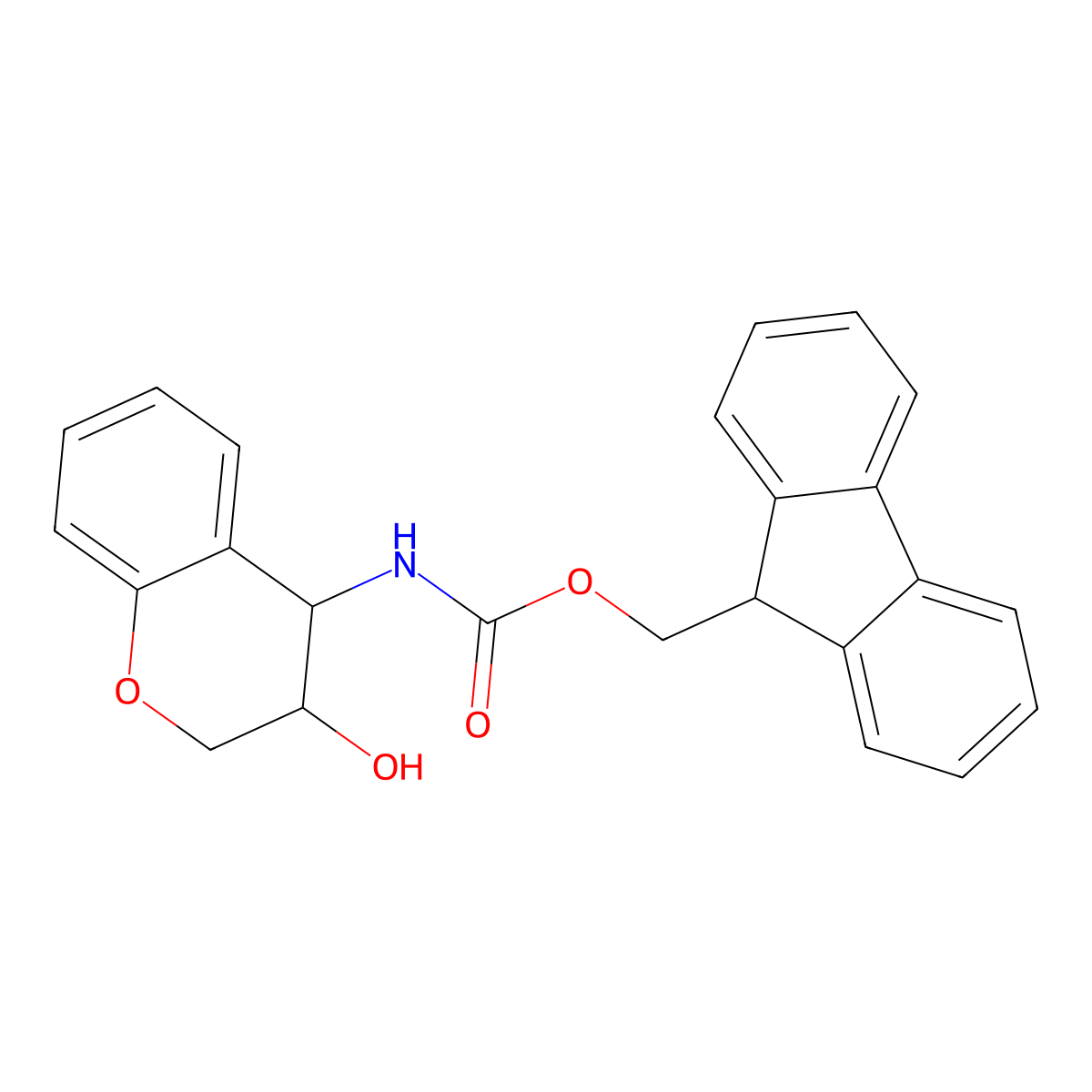 rac-(9H-fluoren-9-yl)methyl N-[(3R,4S)-3-hydroxy-3,4-dihydro-2H-1-benzopyran-4-yl]carbamate molecular structure, CAS 2763976-95-8