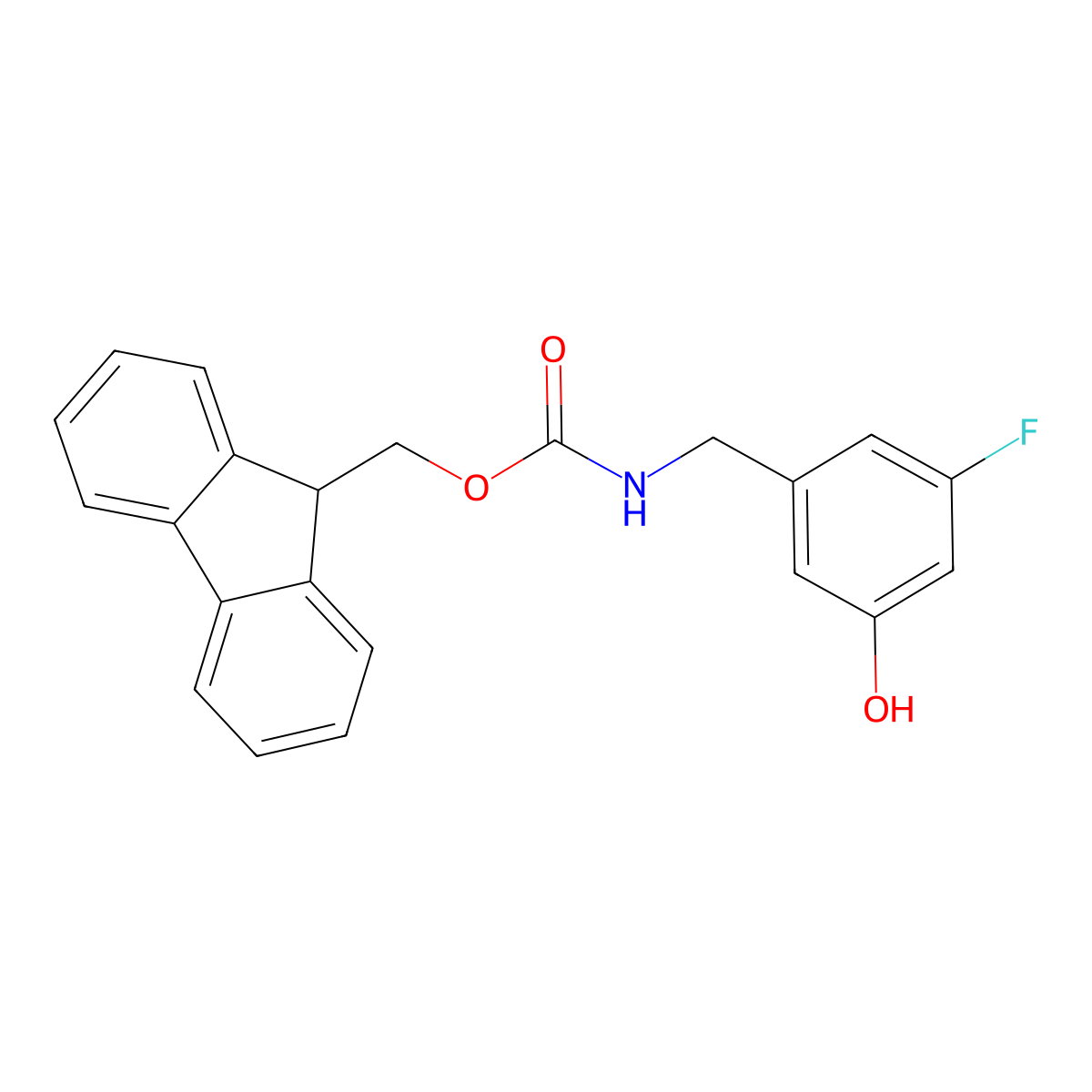 (9H-fluoren-9-yl)methyl N-[(3-fluoro-5-hydroxyphenyl)methyl]carbamate molecular structure, CAS 2763976-96-9