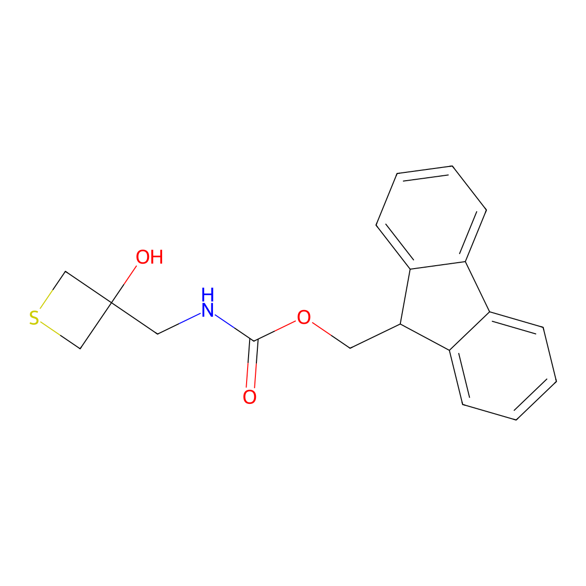 (9H-fluoren-9-yl)methyl N-[(3-hydroxythietan-3-yl)methyl]carbamate molecular structure, CAS 2763976-97-0