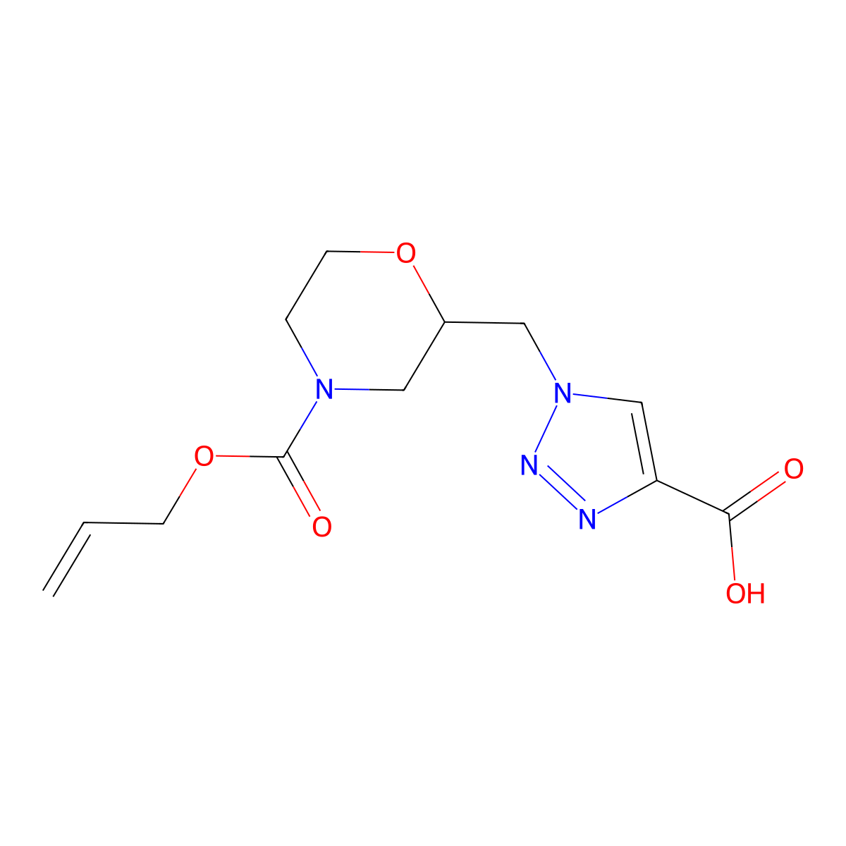 1-({4-[(prop-2-en-1-yloxy)carbonyl]morpholin-2-yl}methyl)-1H-1,2,3-triazole-4-carboxylic acid molecular structure, CAS 2763976-98-1