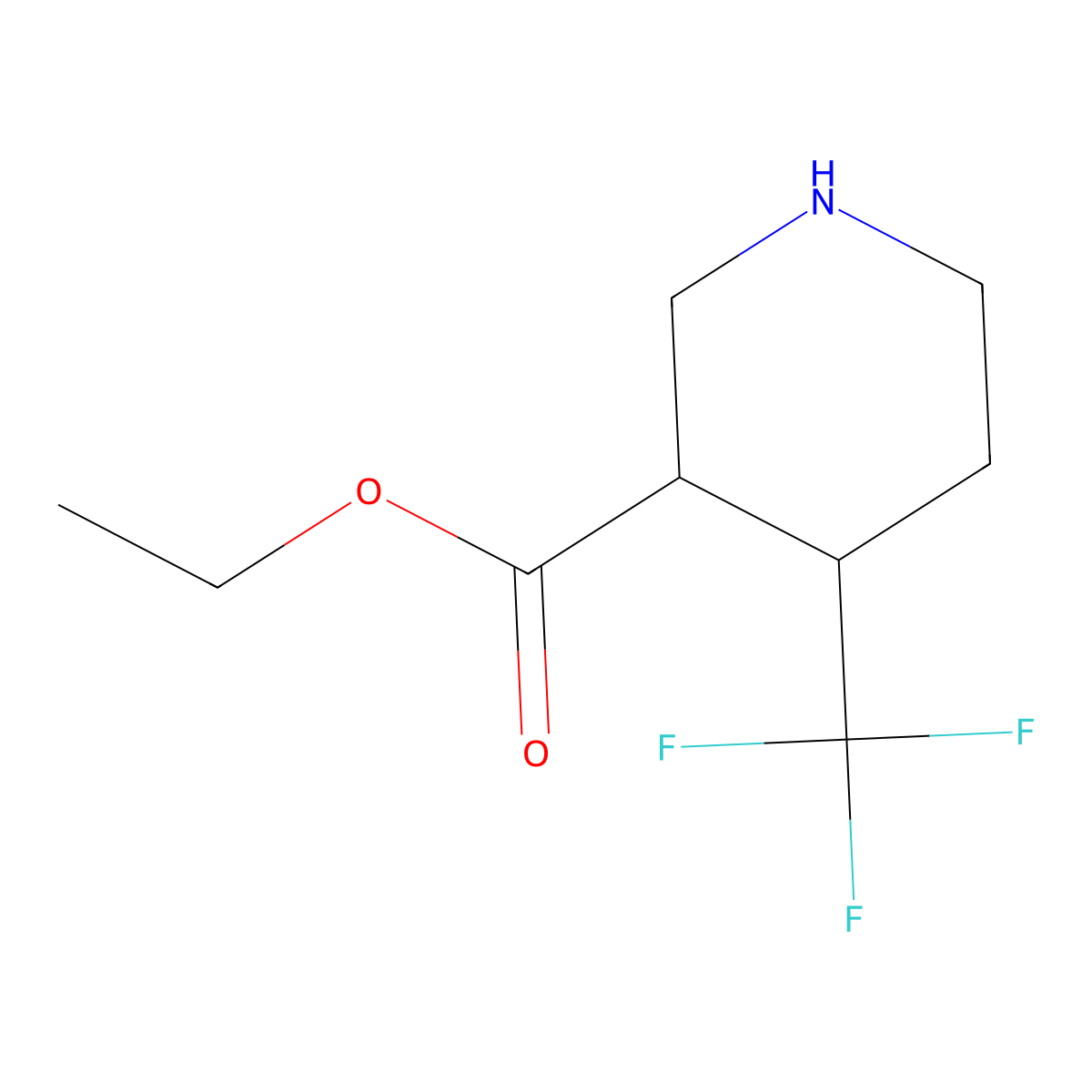 rac-ethyl (3R,4S)-4-(trifluoromethyl)piperidine-3-carboxylate molecular structure, CAS 2763976-99-2