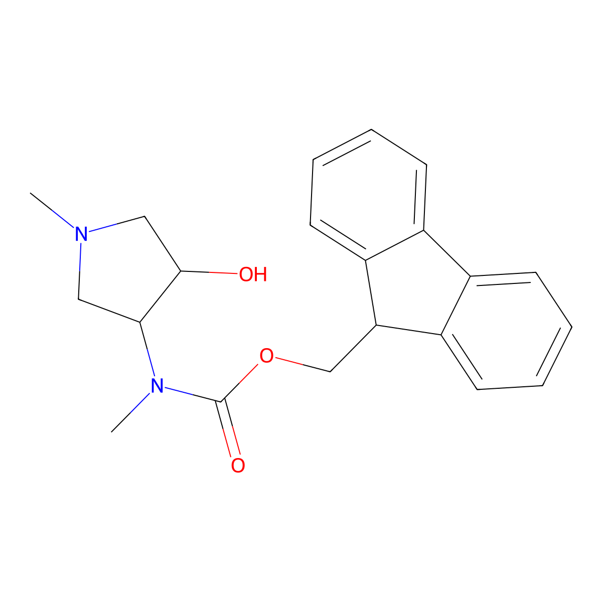 rac-(9H-fluoren-9-yl)methyl N-[(3R,4R)-4-hydroxy-1-methylpyrrolidin-3-yl]-N-methylcarbamate molecular structure, CAS 2763977-03-1