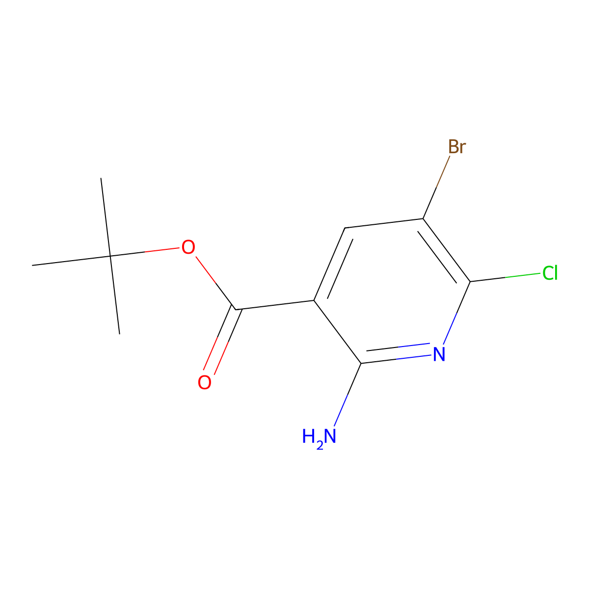 Tert-butyl 2-amino-5-bromo-6-chloropyridine-3-carboxylate molecular structure, CAS 2763977-13-3