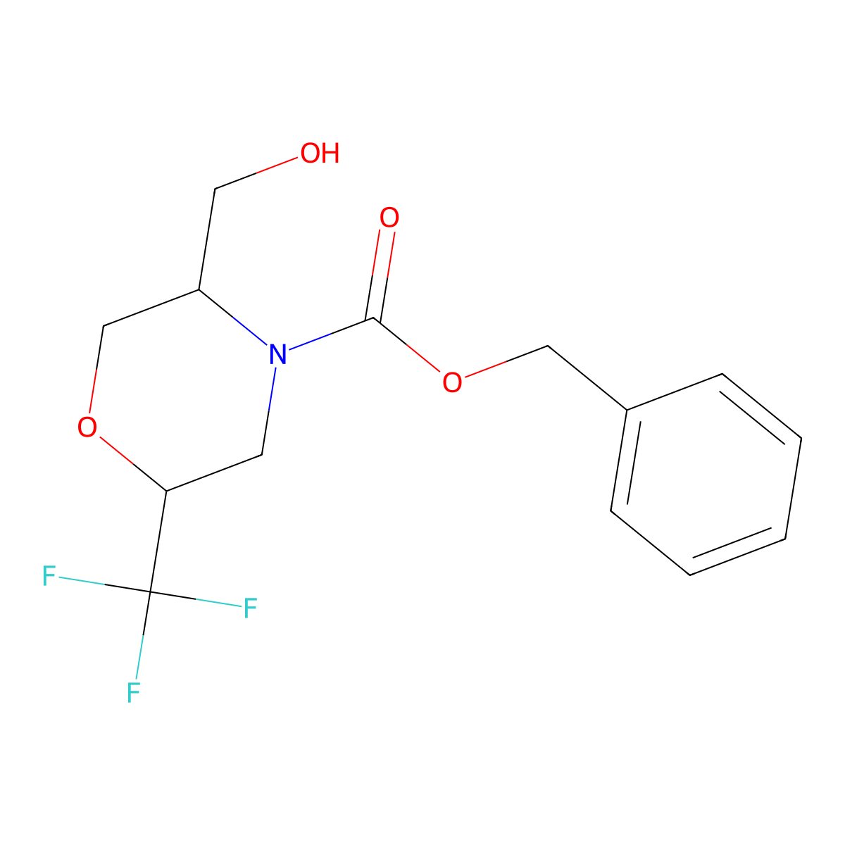 Benzyl 5-(hydroxymethyl)-2-(trifluoromethyl)morpholine-4-carboxylate molecular structure, CAS 2763977-18-8