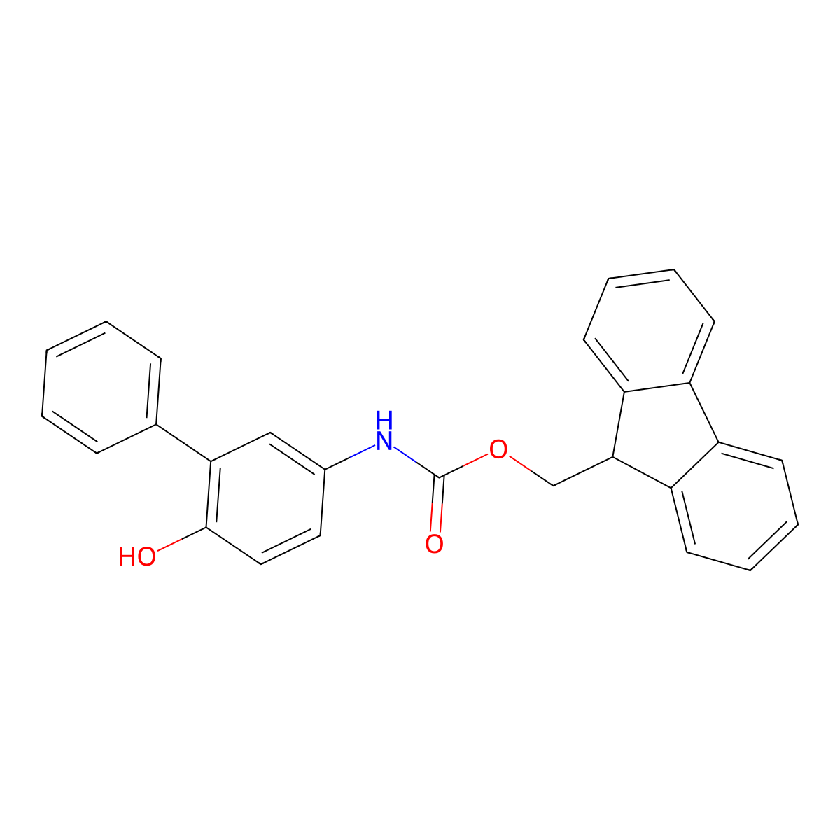 (9H-fluoren-9-yl)methyl N-{6-hydroxy-[1,1'-biphenyl]-3-yl}carbamate molecular structure, CAS 2763977-22-4