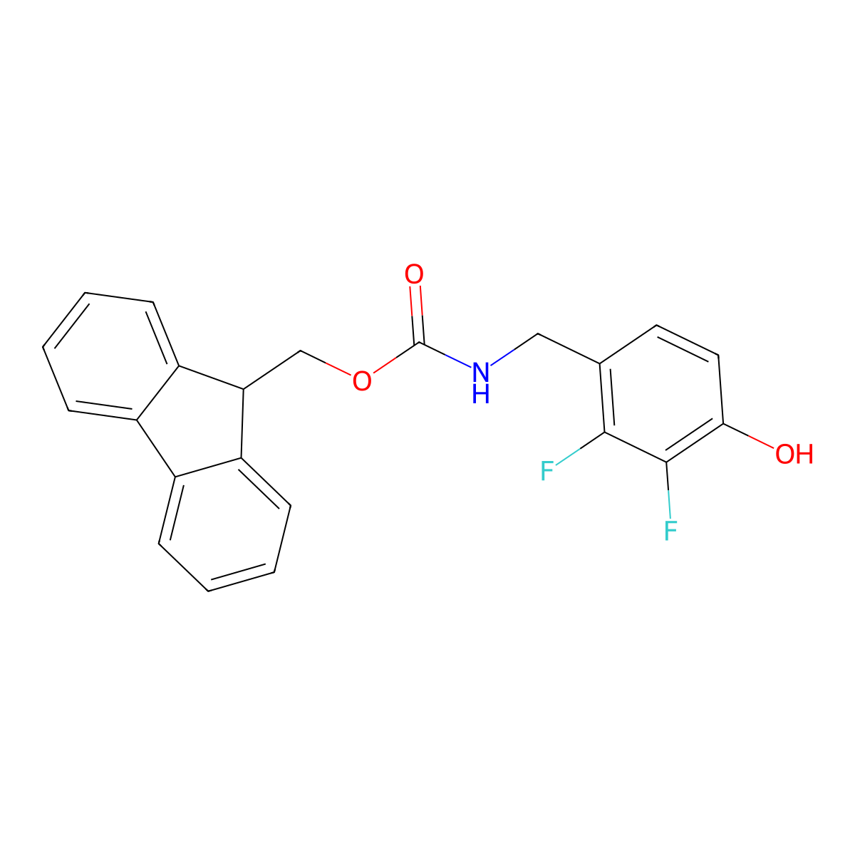 (9H-fluoren-9-yl)methyl N-[(2,3-difluoro-4-hydroxyphenyl)methyl]carbamate molecular structure, CAS 2763977-23-5