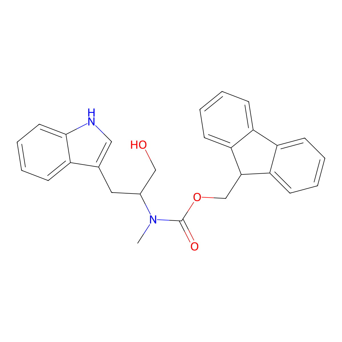 (9H-fluoren-9-yl)methyl N-[1-hydroxy-3-(1H-indol-3-yl)propan-2-yl]-N-methylcarbamate molecular structure, CAS 2763977-24-6