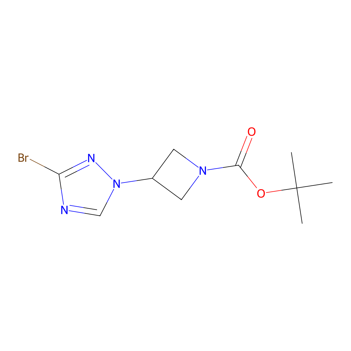 tert-butyl 3-(3-bromo-1H-1,2,4-triazol-1-yl)azetidine-1-carboxylate molecular structure, CAS 2763977-27-9