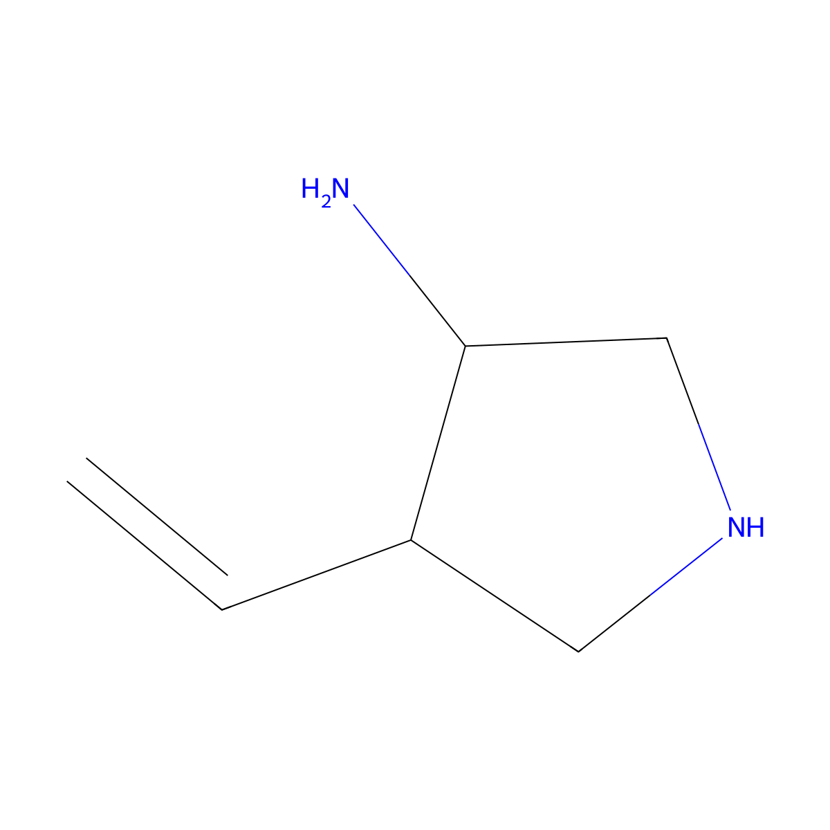 rac-(3R,4R)-4-ethenylpyrrolidin-3-amine molecular structure, CAS 2763977-33-7