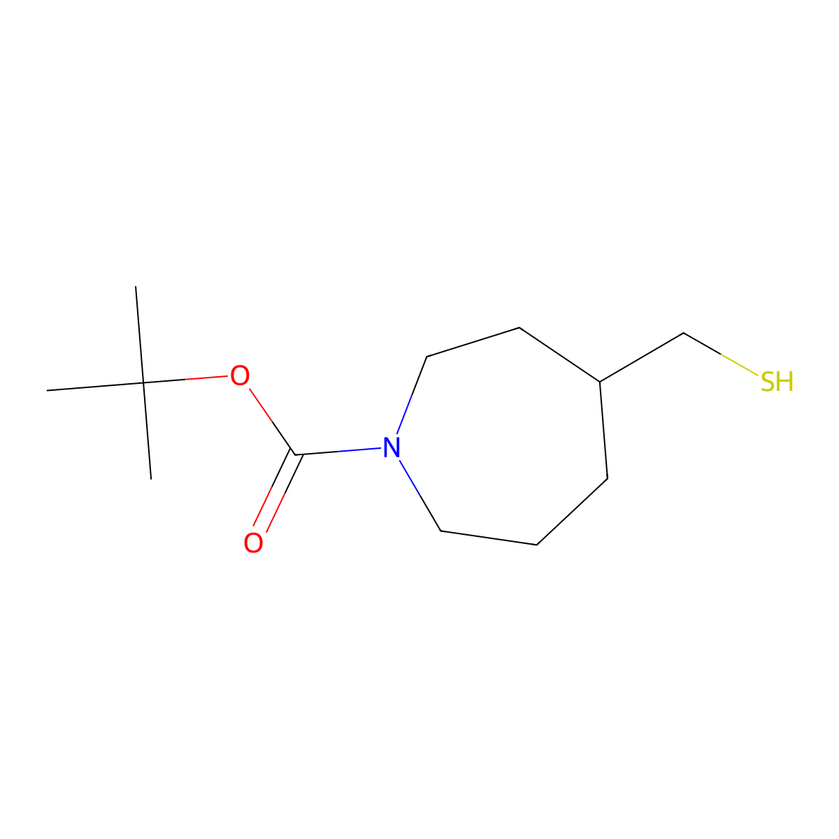 Tert-butyl 4-(sulfanylmethyl)azepane-1-carboxylate molecular structure, CAS 2763977-35-9