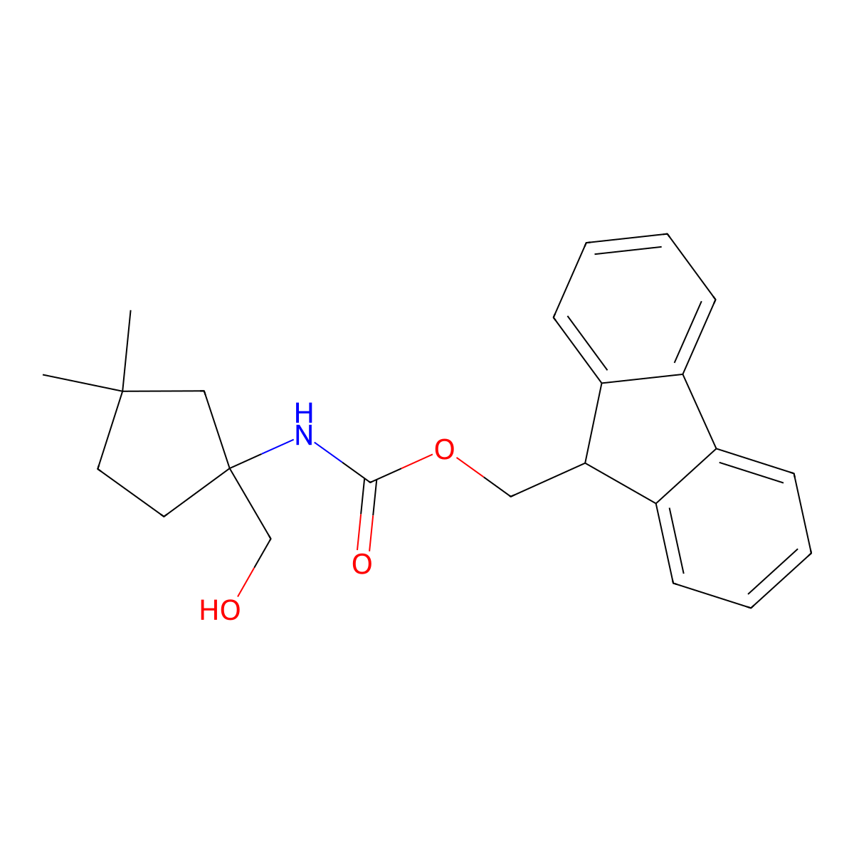 (9H-fluoren-9-yl)methyl N-[1-(hydroxymethyl)-3,3-dimethylcyclopentyl]carbamate molecular structure, CAS 2763983-64-6