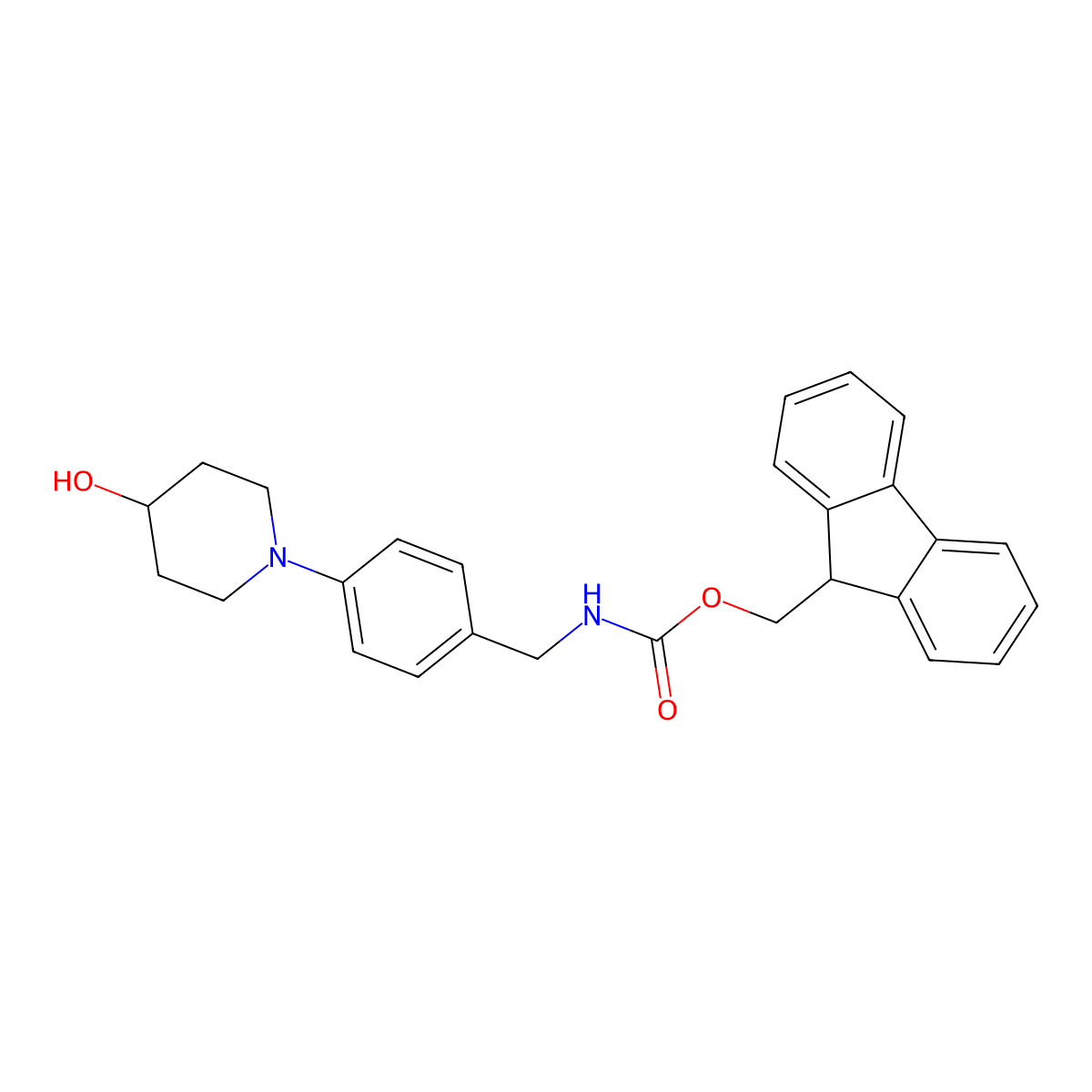 (9H-fluoren-9-yl)methyl N-{[4-(4-hydroxypiperidin-1-yl)phenyl]methyl}carbamate molecular structure, CAS 2763983-70-4