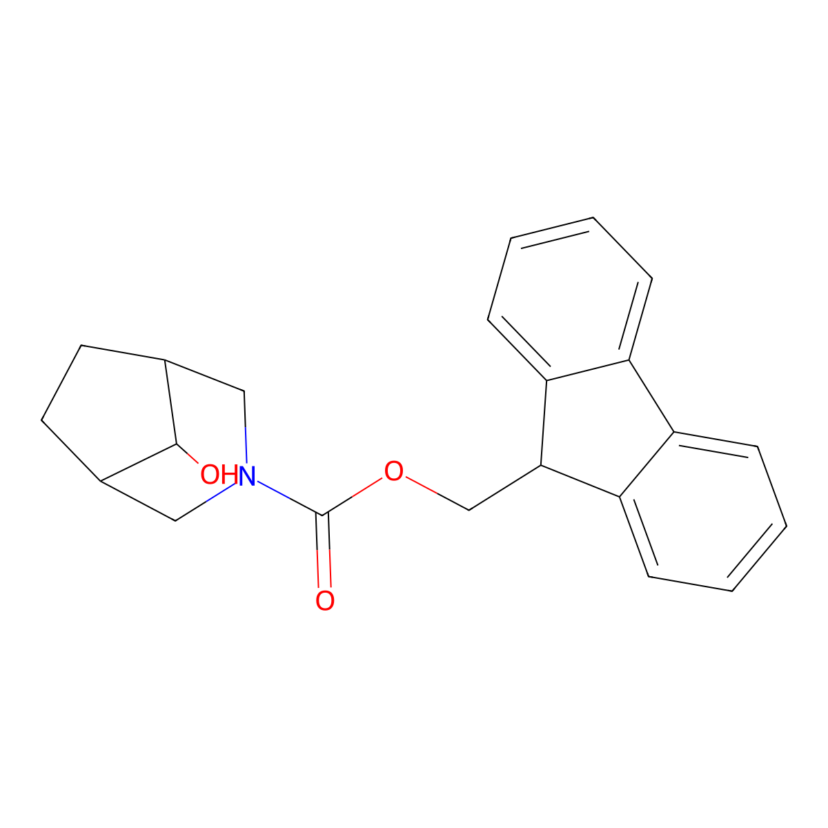 (9H-fluoren-9-yl)methyl 8-hydroxy-3-azabicyclo[3.2.1]octane-3-carboxylate molecular structure, CAS 2763983-72-6