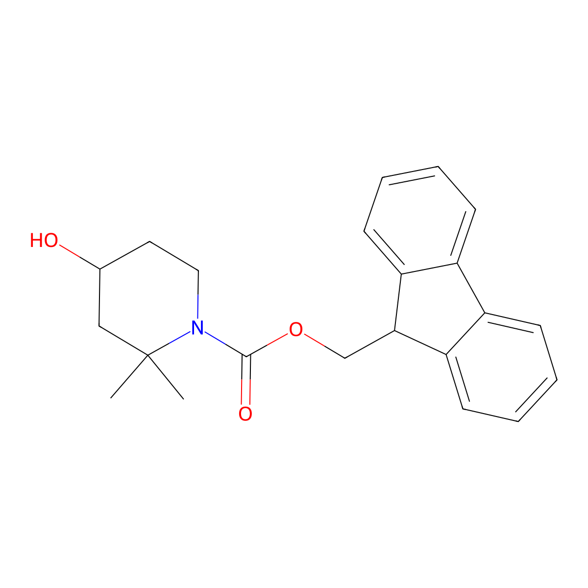 (9H-fluoren-9-yl)methyl 4-hydroxy-2,2-dimethylpiperidine-1-carboxylate molecular structure, CAS 2763983-79-3