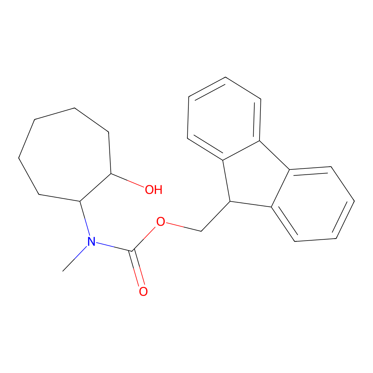 rac-(9H-fluoren-9-yl)methyl N-[(1R,2R)-2-hydroxycycloheptyl]-N-methylcarbamate molecular structure, CAS 2763983-80-6