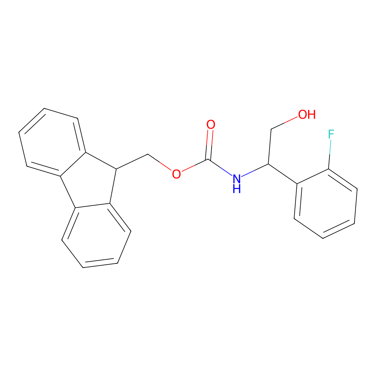 (9H-fluoren-9-yl)methyl N-[1-(2-fluorophenyl)-2-hydroxyethyl]carbamate molecular structure, CAS 2763983-81-7