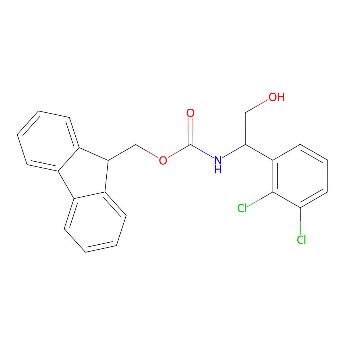 (9H-fluoren-9-yl)methyl N-[1-(2,3-dichlorophenyl)-2-hydroxyethyl]carbamate molecular structure, CAS 2763983-94-2