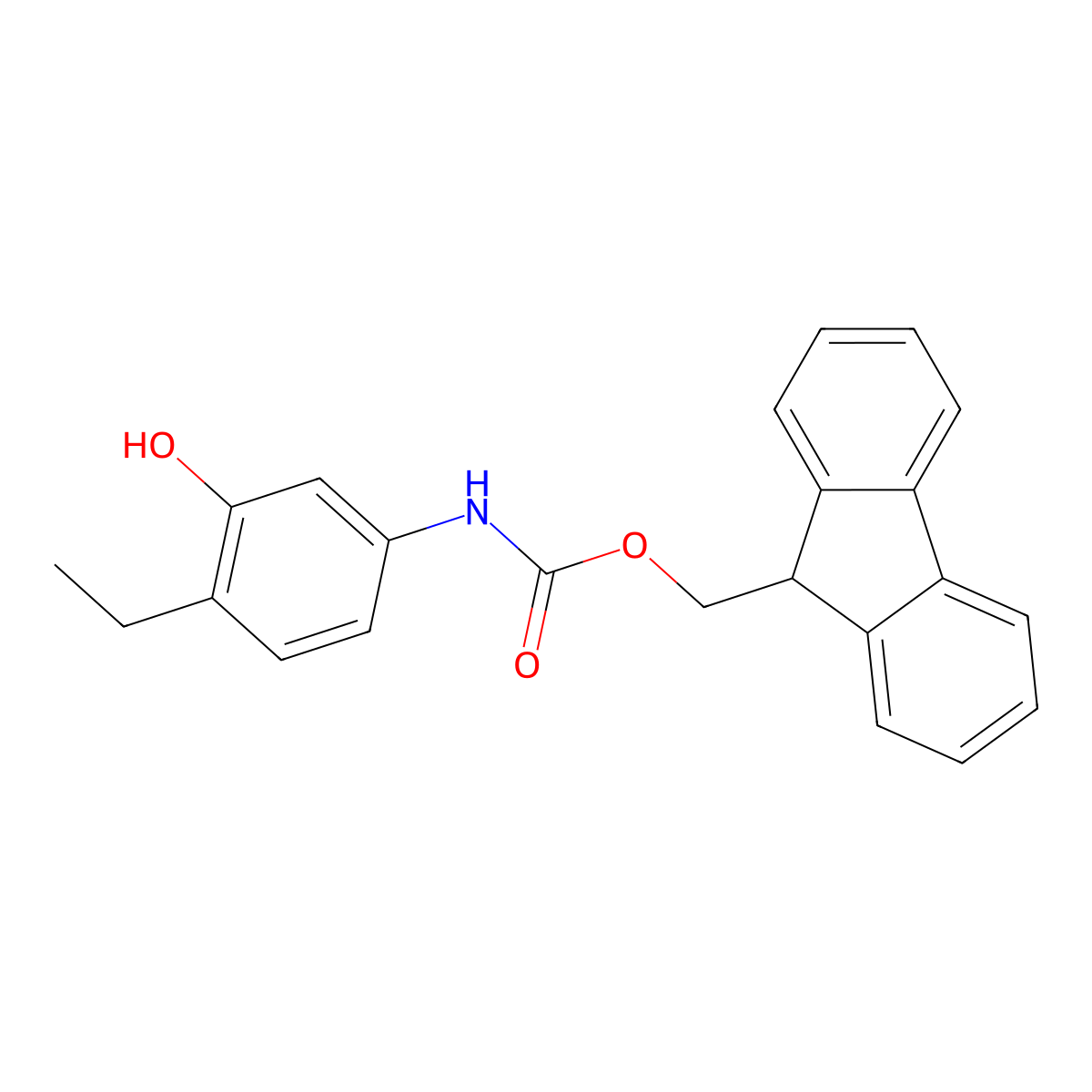 (9H-fluoren-9-yl)methyl N-(4-ethyl-3-hydroxyphenyl)carbamate molecular structure, CAS 2763983-98-6