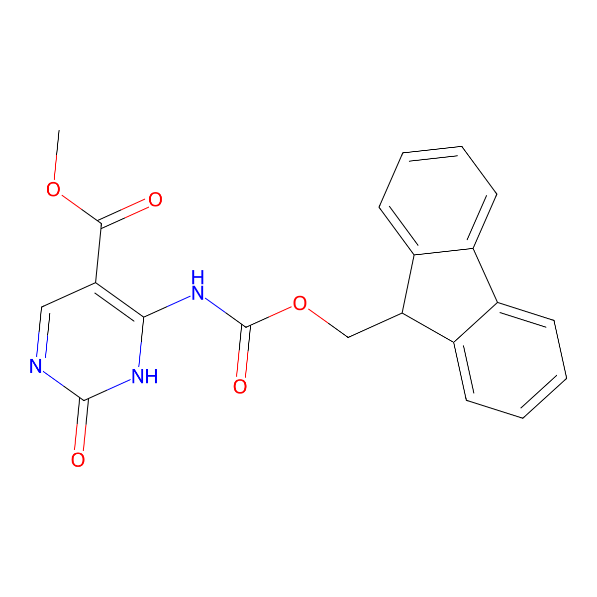 methyl 4-({[(9H-fluoren-9-yl)methoxy]carbonyl}amino)-2-hydroxypyrimidine-5-carboxylate molecular structure, CAS 2763984-00-3