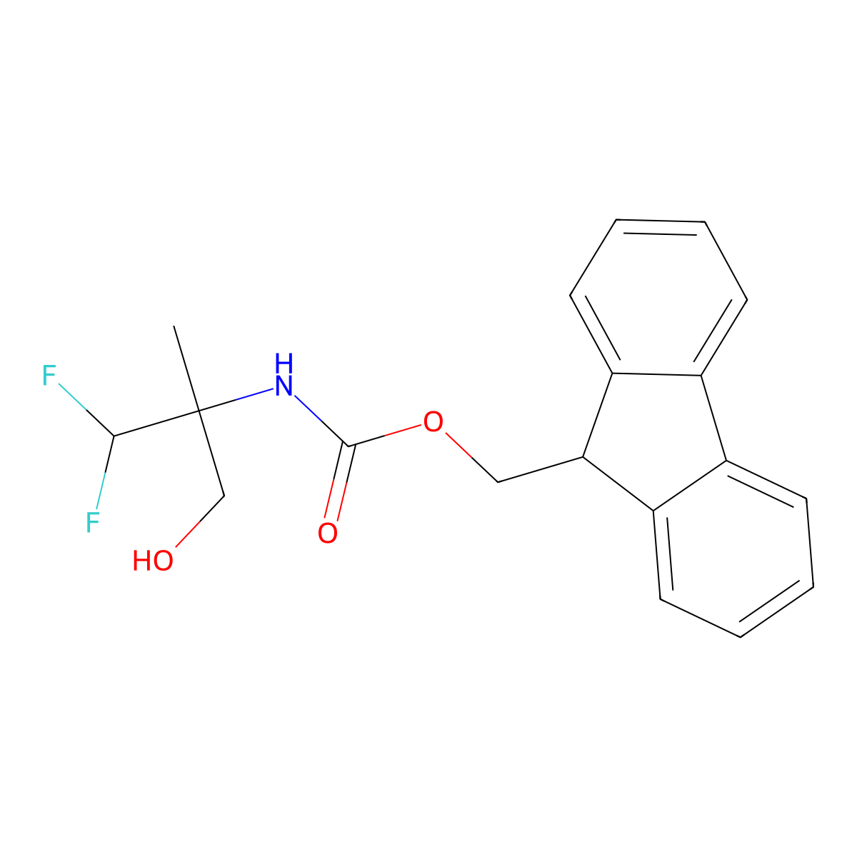 (9H-fluoren-9-yl)methyl N-(1,1-difluoro-3-hydroxy-2-methylpropan-2-yl)carbamate molecular structure, CAS 2763984-03-6
