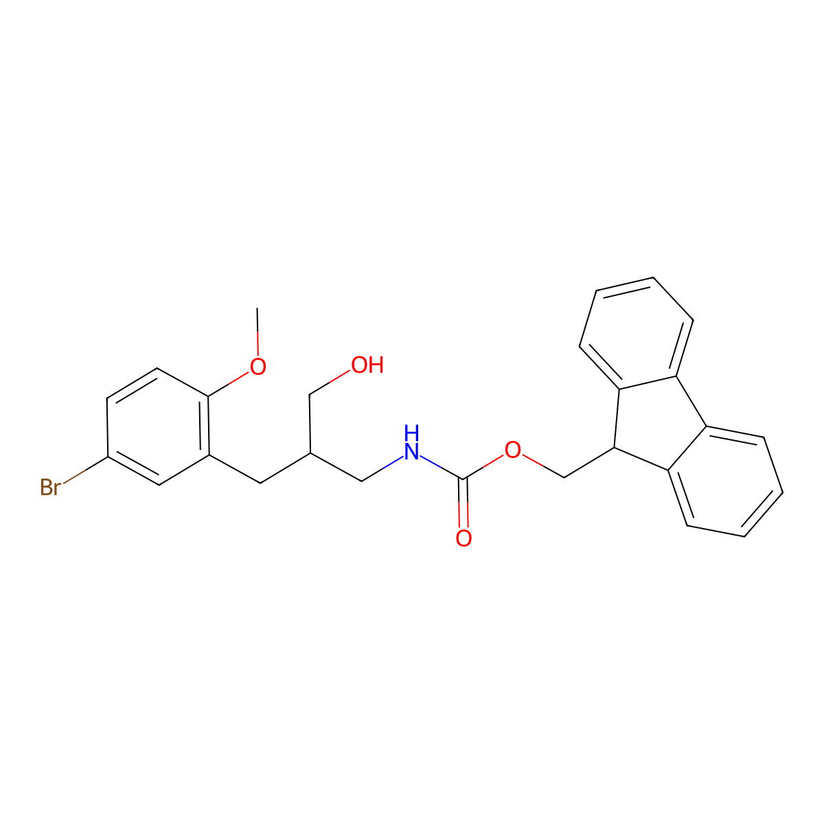 (9H-fluoren-9-yl)methyl N-{2-[(5-bromo-2-methoxyphenyl)methyl]-3-hydroxypropyl}carbamate molecular structure, CAS 2763984-04-7