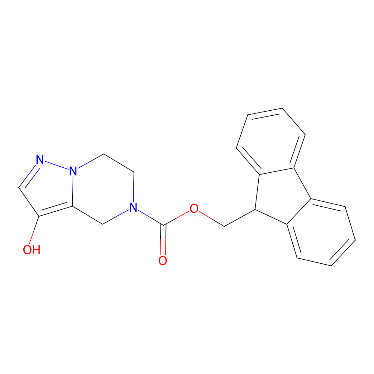 (9H-fluoren-9-yl)methyl 3-hydroxy-4H,5H,6H,7H-pyrazolo[1,5-a]pyrazine-5-carboxylate molecular structure, CAS 2763984-05-8