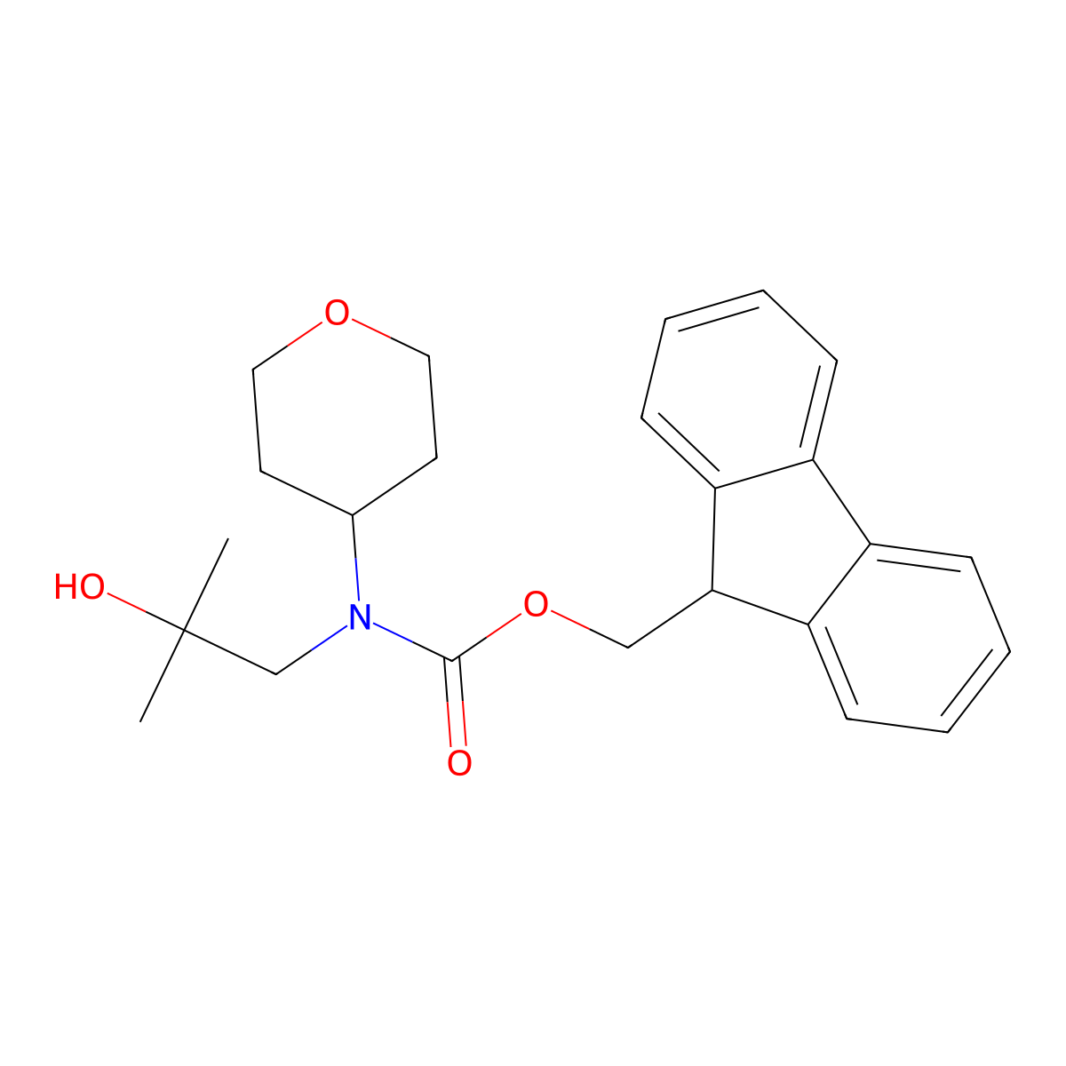 (9H-fluoren-9-yl)methyl N-(2-hydroxy-2-methylpropyl)-N-(oxan-4-yl)carbamate molecular structure, CAS 2763984-12-7
