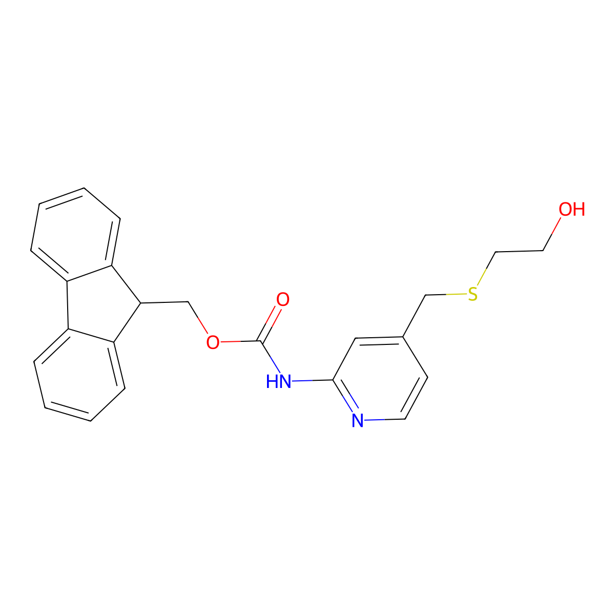 (9H-fluoren-9-yl)methyl N-(4-{[(2-hydroxyethyl)sulfanyl]methyl}pyridin-2-yl)carbamate molecular structure, CAS 2763984-18-3