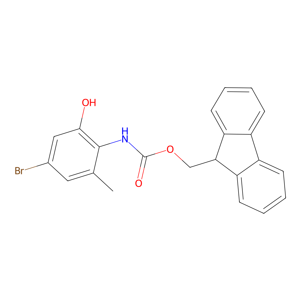 (9H-fluoren-9-yl)methyl N-(4-bromo-2-hydroxy-6-methylphenyl)carbamate molecular structure, CAS 2763984-20-7