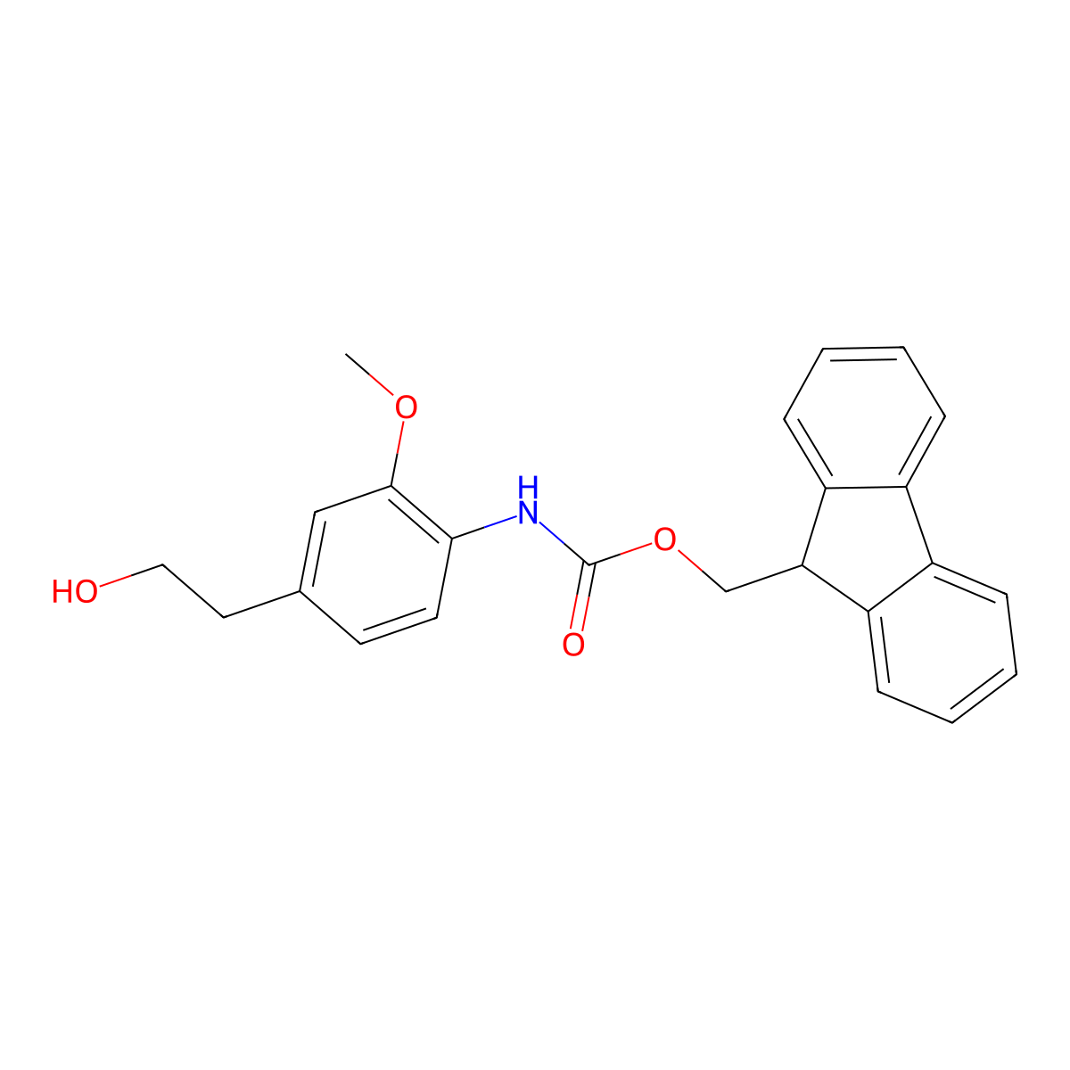 (9H-fluoren-9-yl)methyl N-[4-(2-hydroxyethyl)-2-methoxyphenyl]carbamate molecular structure, CAS 2763984-28-5