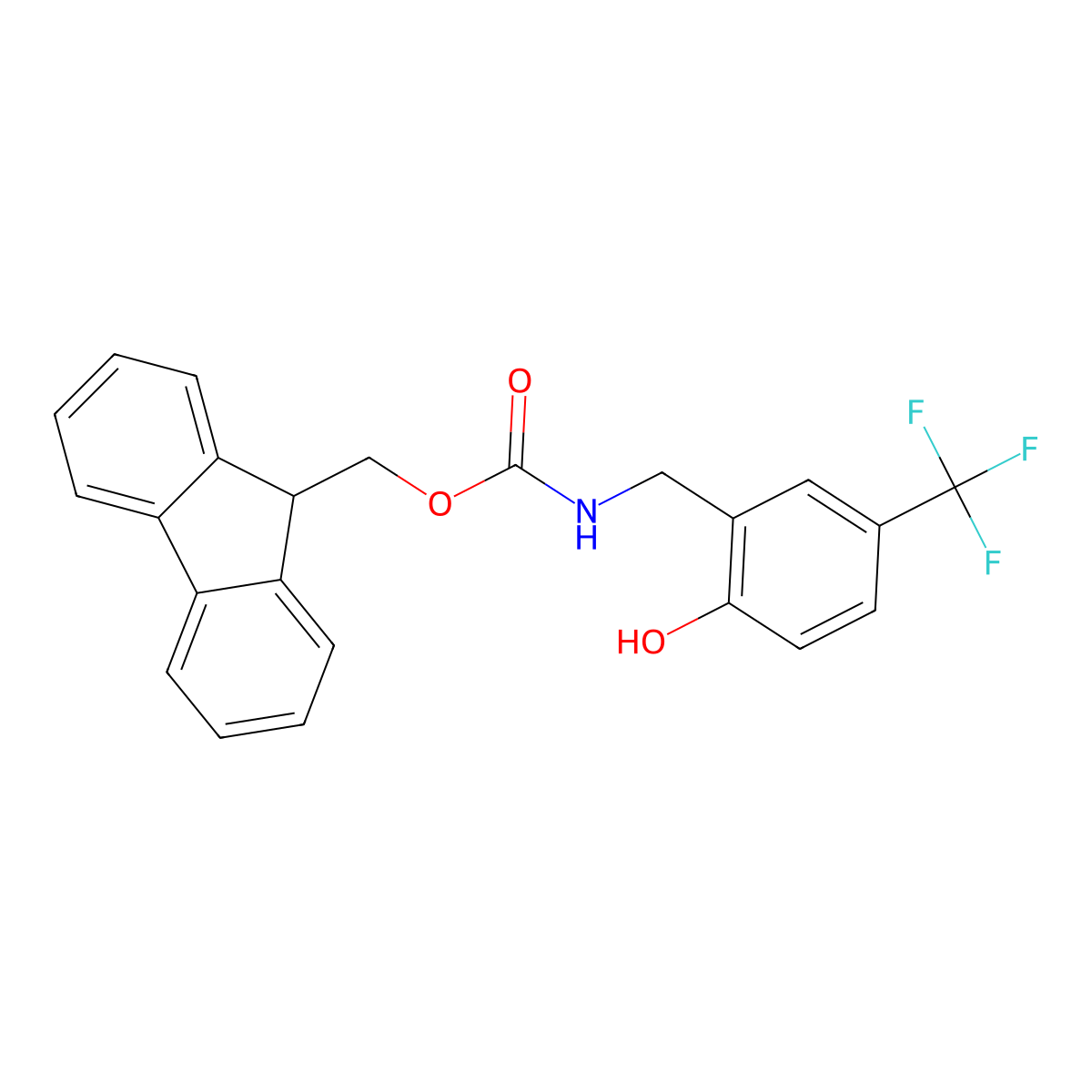 (9H-fluoren-9-yl)methyl N-{[2-hydroxy-5-(trifluoromethyl)phenyl]methyl}carbamate molecular structure, CAS 2763984-30-9