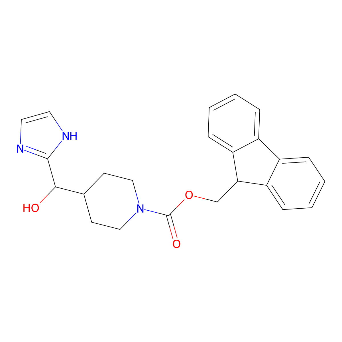 (9H-fluoren-9-yl)methyl 4-[hydroxy(1H-imidazol-2-yl)methyl]piperidine-1-carboxylate molecular structure, CAS 2763984-45-6